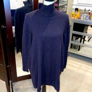 COS navy melange Alpaca wool cape tunic mini dress turtleneck WARM!!